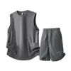 Conjunto de Dos Piezas para Hombre de Verano: Top sin Mangas Holgado Talla Extra, Chaleco Deportivo y Shorts con Sensación a Hielo
