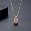 Jinse Europeo y Americano Transfronterizo Nuevo Producto Moda Zirconita Cortada en Rosa Colgante para Mujer Cadena de Clavícula de Lujo Ligero Collar Corto Joyería
