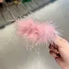 Pinza para el Cabello de Borla de Plumas Exquisita de Hada Súper Pinza de Pato Grande Pinza Perezosa Dulce y Suave para Mujeres en la Parte Posterior de la Cabeza