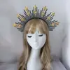 Paquete de materiales para corona solar headdress hecho a mano DIY foto pasarela Corona de iglesia diadema de estrella dorada plateada negra