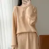 Nuevo Suéter de Punto Redondo de Lana Pura Estilo Perezoso Otoño/Invierno 2026 Manga Larga para Mujer Calado Color Sólido Suéter de Lana Top