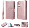 Funda de cuero para teléfono móvil Samsung S23Plus, dos en uno, con cremallera, multifunción, con inserción de tarjeta de cambio y cuerda protectora.