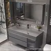 Nuevo Modelo Gabinete de Baño con Lavabo Extra Grande Integrado, Tocador de Baño, Lavabo, Juego de Gabinete con Lavabo de Placa de Roca para Baño