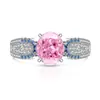 Xiaohongshu Douyin Más Vendido Anillo de Huevo de Paloma con Corte de Flor de Hielo de Piedra Preciosa de Color Incrustado con Anillo de Diamante de Alto Carbono Brillante Transmisión en Vivo