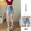 Saia Feminina A-Line Larga Anti-Exposição, Saia Shorts Jeans Modeladora para Look de Garota Quente, Saia A-Line de Cintura Alta de Verão para Celebridade da Internet