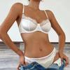 Ropa interior de encaje con costuras de seda de imitación para mujer, sexy, ultradelgada, anti-bultos, con aro de acero, anti-flacidez, para busto grande, talla pequeña