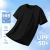 Camiseta Cruzada de Seda Hielo con Sensación Fría para Hombre, Verano Suave Transpirable Secado Rápido Manga Corta Absorbe el Sudor Cómoda Casual Versátil Top Camiseta