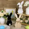 3X Conejo de Pascua Letrero de Centro de Mesa de Madera Decoración de Pascua Fiesta en Casa Adornos de Madera Decoraciones