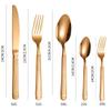Vajilla de acero inoxidable transfronteriza, cuchillo, tenedor y cuchara, 5 piezas principales, hotel dorado, columna romana, cuchillo y tenedor para carne occidental, cuchara de té, tenedor de té