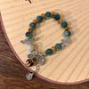 Nueva Colección de Pulseras Chinas ~ Pulsera de Cerámica con Cuentas Estilo Étnico Estilo Zen Estilo Nacional Pulsera Elástica con Colgante para Mujer