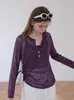 Camiseta blusa casual leve semi-transparente estilo coreano com proteção solar para mulheres, camiseta de manga longa de verão, top único e estiloso