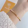 Pulsera Sencilla de Acero de Titanio Estilo Coreano para Mujer, Junta de Bambú Oro de 18K Pulsera Lisa de Acero Inoxidable de Alta Gama, Joyería de Moda para Celebridades de Internet