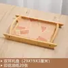 Bandeja rectangular de madera de bambú para servir comida, salsas para mojar, pepinillos, pepinillos ahumados, alimentos estofados, aperitivos, posavasos de papel, bandeja de té, bandeja con dos asas