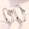 Anillo de Pareja Entrelazado de Estilo Coreano de Venta Caliente para Hombre y Mujer Lujo Ligero Boda Platino Plateado Beso de Ángel Anillo Hueco Entrelazado