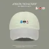 Boné de Beisebol Colorido Bordado com Desenho Doce e Fofo Estilo Coreano para Mulheres, Proteção Solar de Primavera, Versátil, Emagrece o Rosto