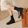 Botas de calcetín ajustadas nuevas para Primavera y Otoño 2026 Botas cortas planas Botas para mujer Estilo británico Botas Martin Zapatos de cuero elástico de punto