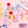Mini coreano ins urso chapéu de aniversário bolo ornamentos decorativos desenho animado fofo smiley pelúcia bola chapéu plug-in
