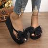 Sandalias Populares de Talla Grande para Exportación Transfronteriza, Chanclas, Cuñas, Tacones Medios de Goma y Gamuza (3-5 cm)