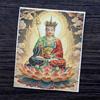 Pintura Thangka do Bodhisattva Ksitigarbha da Montanha Jiuhua Núcleo Pintado à Mão com Ouro Ksitigarbha Patrono Thangka Pintura em Tela Núcleo Atacado