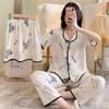 Verão de três peças arco pijamas senhoras versão coreana de solto micro-business online vermelho ao vivo roupas de casa das mulheres uma geração de cabelo