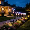 Luces de suelo para fuegos artificiales navideños coloridos a energía solar transfronterizas, luces solares de caña para patio, jardín, camino y césped