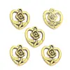 Accesorios de Joyería DIY Colgante de Aleación de Corazón de Flor Rosa Aleación Vintage Colgante para Pulsera Llavero Q111