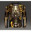 Camiseta de manga larga de moda para hombre, corte ajustado, poliéster casual, cuello redondo, estampado geométrico, lavable a máquina