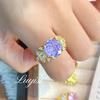 Explosiones Transfronterizas Anillo de Diamante Morado Corte Rosa Milenio Octagonal Anillo Verde Manzana Rosa de Diamante de Alto Carbono para Mujer