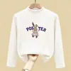 Camada de base estilosa com forro de fleece para meninas, coleção outono/inverno 2026, nova blusa infantil de manga longa, camiseta de bebê