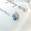 Pendientes de Aleación de Titanio F-136 Diseño de Luna y Estrella G23 Titanio Rosca Interna Pendientes de Labio con Circonita Joyería para Piercing Joya para la Cabeza