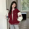 Chaqueta de Béisbol para Niñas 2026 Primavera Nuevo Estilo para Niños Mayores, Chaqueta Bordada, Estilo Coreano Bloques de Color Abrigo de Primavera y Otoño, de Moda