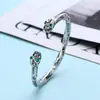Pulseira de Prata 925 com Caveira para Atacado, Masculina e Feminina, Abertura Ajustável, Torcida, Grafite, Personalizada, Joia Estilo Coreano