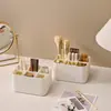 Caja de almacenamiento de cosméticos y perfumes para escritorio, organizador de polvos y sombras de ojos para tocador, estante de almacenamiento y exhibición en capas