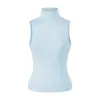 Lyocell Tencel Estilo Desejo Puro Garota Apimentada Regata de Gola Alta com Ombros Estreitos Moda Versátil Europeu e Americano Slim-Fit Roupa de Baixo Camisa Base para Mulheres