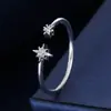 Nuevo Anillo de Zirconia Exquisito Ultra Brillante de Moda, Popular en Internet, de Lujo Ligero Transfronterizo con Acabado de Alta Gama, Anillo Abierto Ajustable Sencillo