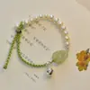 Nuevo Pulsera de Hoja de Loto y Loto Estilo Chino para Mujer, Pulsera de Diseño de Nicho Tejida a Mano Estilo Antiguo, Joyería de Mano de Alta Gama Retro al por Mayor