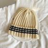 Bufanda Cruzada a Rayas y Bloques de Color Gorro de Invierno Estilo Coreano Estilo Rombo Conjunto Versátil y Cálido de Gorro de Lana para Niños y Niñas