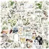 50 Pegatinas Estéticas de San Valentín y Boda con Dibujos Animados Florales Retro Blancos para Decorar Fundas de Teléfono, Pegatinas Transfronterizas Impermeables