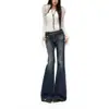 Jeans acampanados de tiro bajo lavados color Naranja Juvenil # Estilo de la alta calle americana, adelgazantes y realzan la cadera, pantalones de campana versátiles para mujer