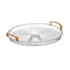 Plato de Frutas con Borde Dorado, Plato para Ensalada, Plato de Frutas para Bar, Bandeja para Snacks, Bandeja Estilo Nórdico de Lujo Ligero para Uso Doméstico, Almacenamiento en Casa para Sala de Estar