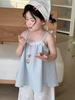 Campo de Trigo Temporada 2025 Verano Nuevo Estilo Coreano Camisola de Dibujos Animados para Niña Encaje para Niños Chaleco sin Mangas Top para Bebé