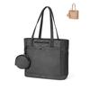 Bolso de mano tejido de gran capacidad transfronterizo, bolso de mano para uso diario, nuevo bolso de hombro de lona de gran tamaño y sencillo.