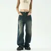Jeans unisex de pierna ancha rectos holgados de marca de moda ins retro americano desgastado transfronterizos 2026