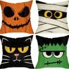 Funda de Almohada de Halloween al Por Mayor de Amazon Transfronteriza Popular Temu Lino Felpa Cuadrada Funda de Almohada Funda de Almohada Cómoda