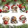Conjunto de 12 Enfeites de Madeira de Cachorrinho Fofo de Natal Transfronteiriço Pingentes de Cachorro Fofo para Árvore de Natal