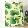 Amazon Tk Best-Seller Transfronterizo Simple Verde Artístico Manta de Siesta Manta de Franela Trébol de la Suerte Funda de Manta
