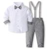 Ropa Infantil Transfronteriza, Conjuntos de Caballero para Bebés y Niños Pequeños, Adecuados para Niños Estilo Academia, Camisas de Manga Larga, Tirantes, Pantalones, Conjuntos de Ropa de Caballero