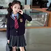 Uniformes Escolares para Meninas, Trajes de Performance Estilo Academia, Conjunto de Três Peças de Camisas JK, Cardigans de Tricô, Camisas e Saias para Crianças para Primavera e Outono