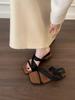 Sandalias de Tira Cuadrada Estilo Francés para Mujer, Nuevas Pantuflas de Suela Gruesa Verano 2025, Versátiles con Faldas y Sandalias