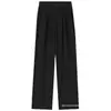 2025 nuevo pantalón de traje de pierna recta mujer verano pantalón largo negro petite tiro alto pantalón de traje drapeado delgado estrecho pierna ancha otoño